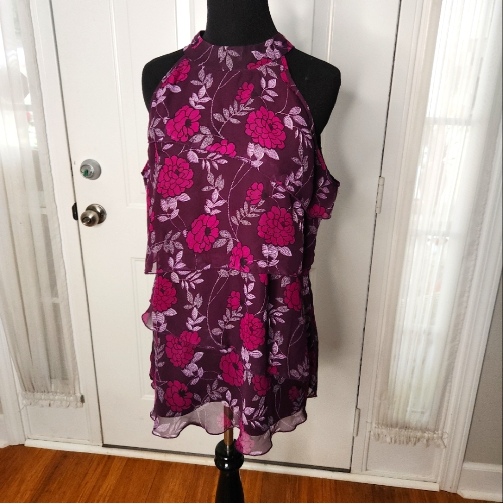 Hues of Purples Ruffles MAURICES Halter Top Size Large
